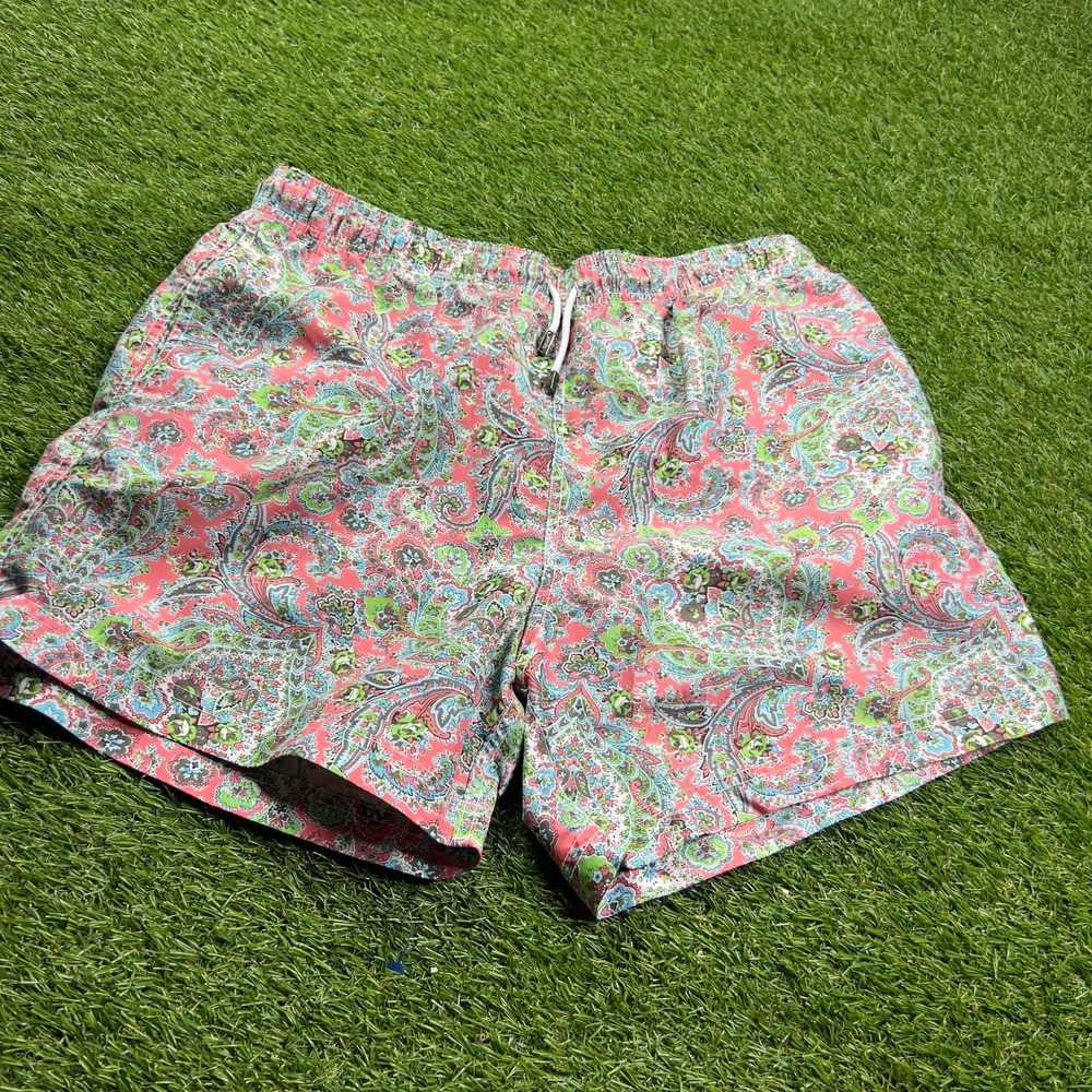 98 Coast Av Swim Trunks XXXL Pink Paisley Shorts Drawstring‎ Mesh Liner Beach
